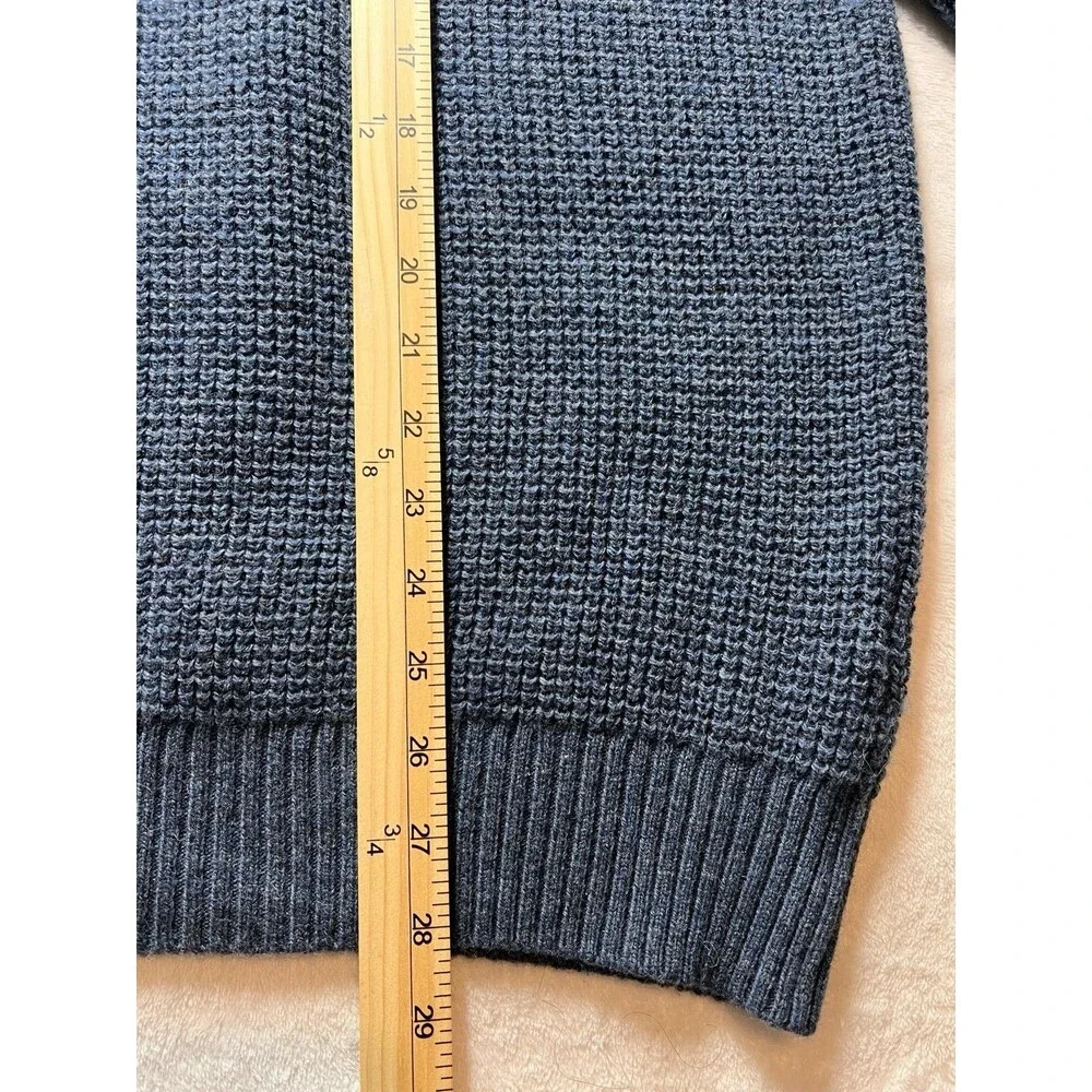 Banana Republic Italian Yarn Sweater Wool Cable Knit Henley Blue Mens XL